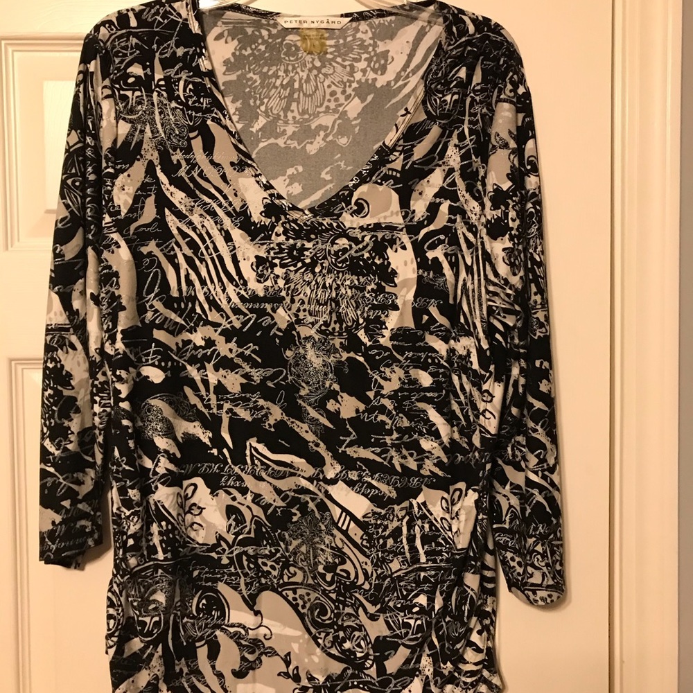 3/4 sleeve top multi neutral color top comfy